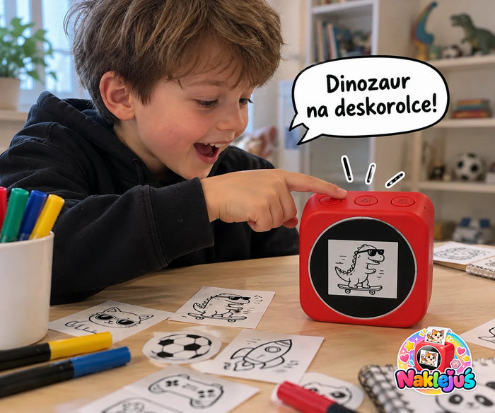 Dziecko trzyma przycisk i mówi hasło